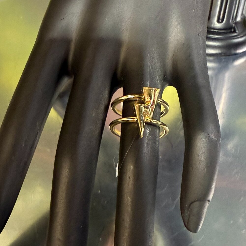 Kendra Scott 14k Gold-Plated Lightning Bolt Double Row Ring Size 7